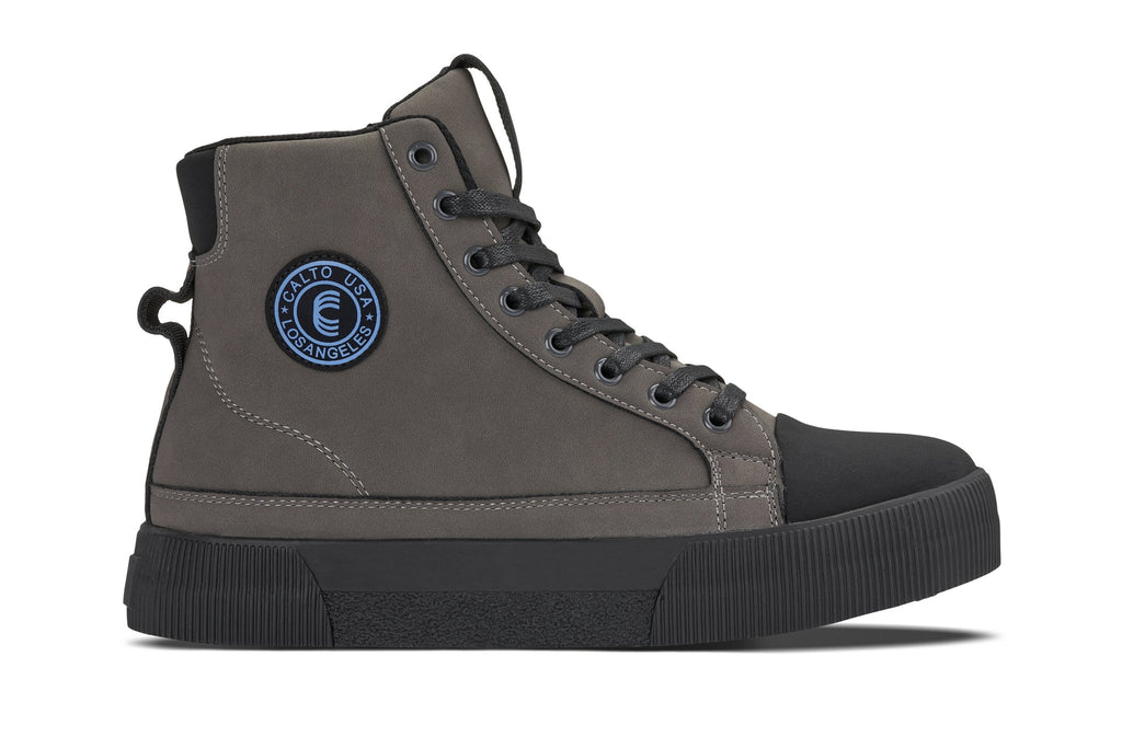 CALTO - S3423 - 2.4 Inches Taller (Grey) - Cap Toe High Top Zip-Up Sneaker Boots - WonderingCloth