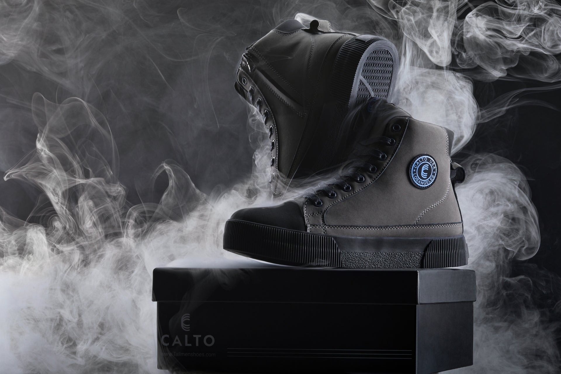 CALTO - S3423 - 2.4 Inches Taller (Grey) - Cap Toe High Top Zip-Up Sneaker Boots - WonderingCloth