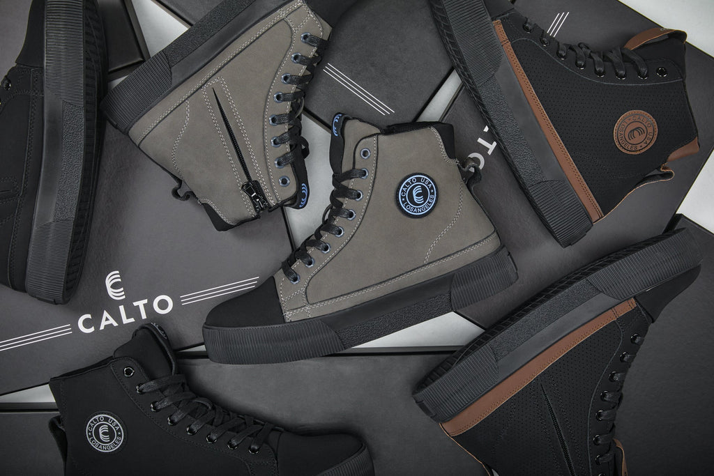 CALTO - S3421 - 2.4 Inches Taller (Black) - Cap Toe High Top Zip-Up Sneaker Boots - WonderingCloth