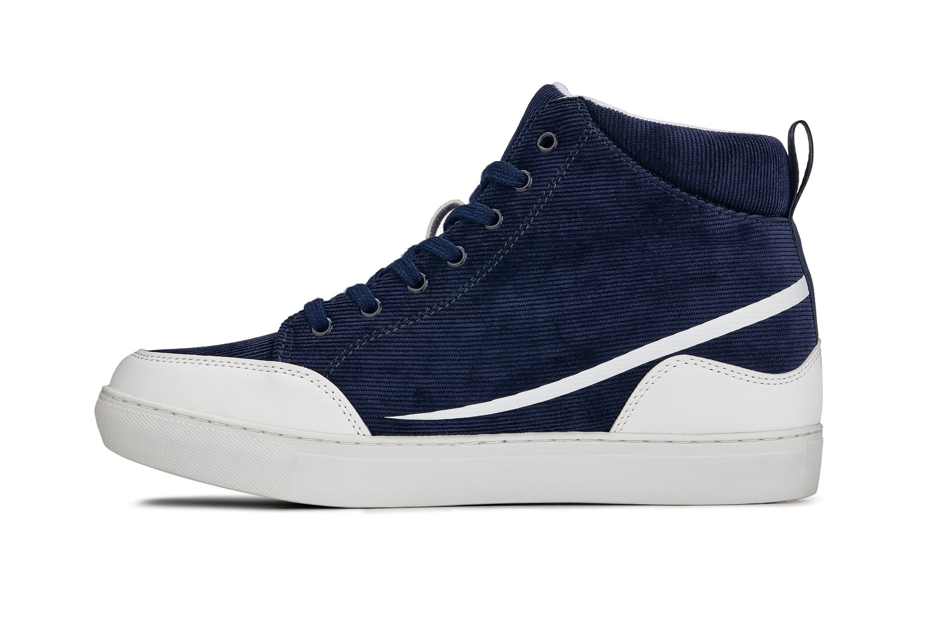 CALTO - S4132 - 2.6 Inches Taller (Navy/White Sole) - Corduroy Ankle Top Sneak-boot - WonderingCloth