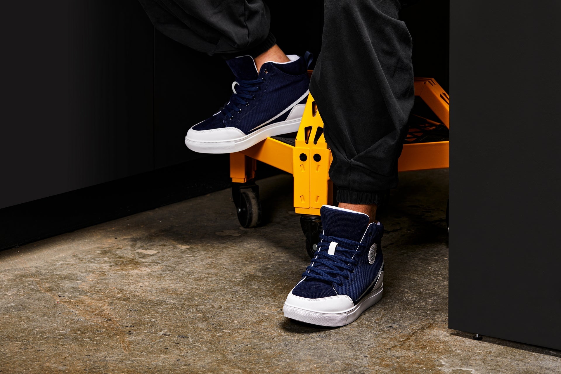 CALTO - S4132 - 2.6 Inches Taller (Navy/White Sole) - Corduroy Ankle Top Sneak-boot - WonderingCloth