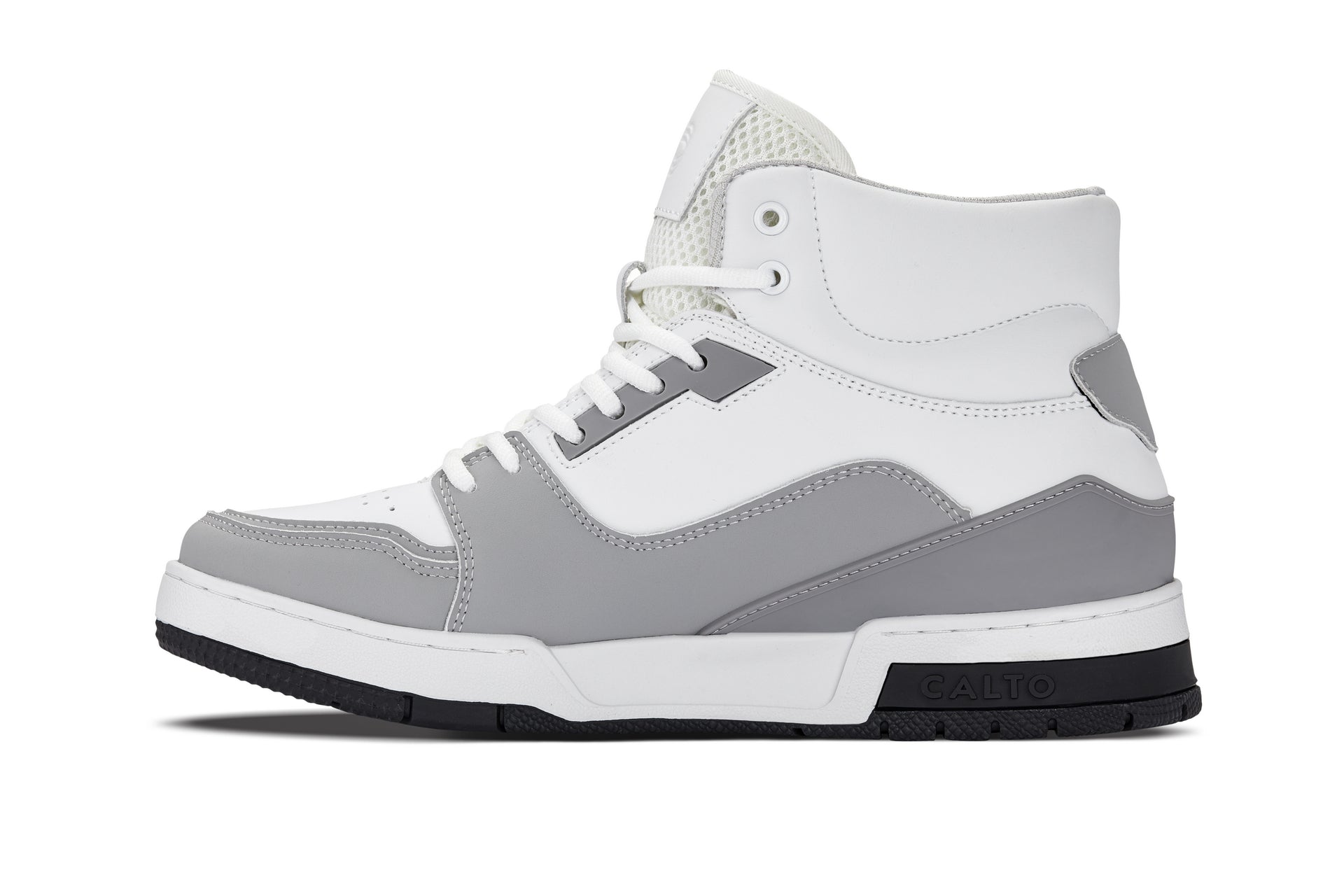 CALTO - S4751 - 3 Inches Taller (White/Grey) - High Top Sneakers - WonderingCloth