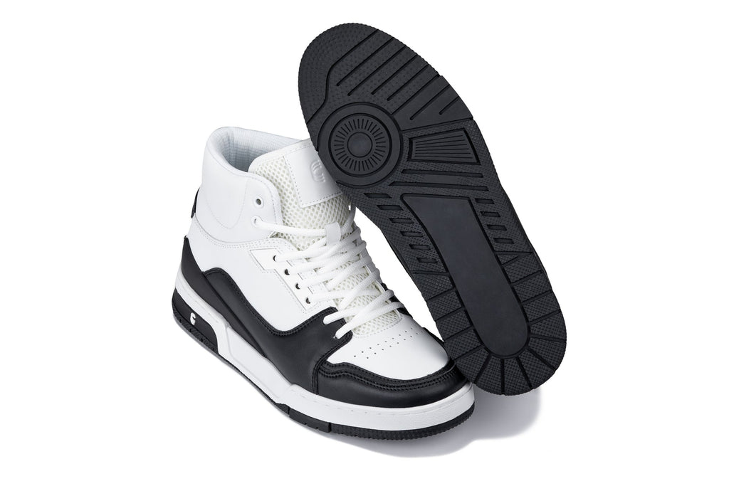 CALTO - S4752 - 3 Inches Taller (White/Black) - High Top Sneakers - WonderingCloth