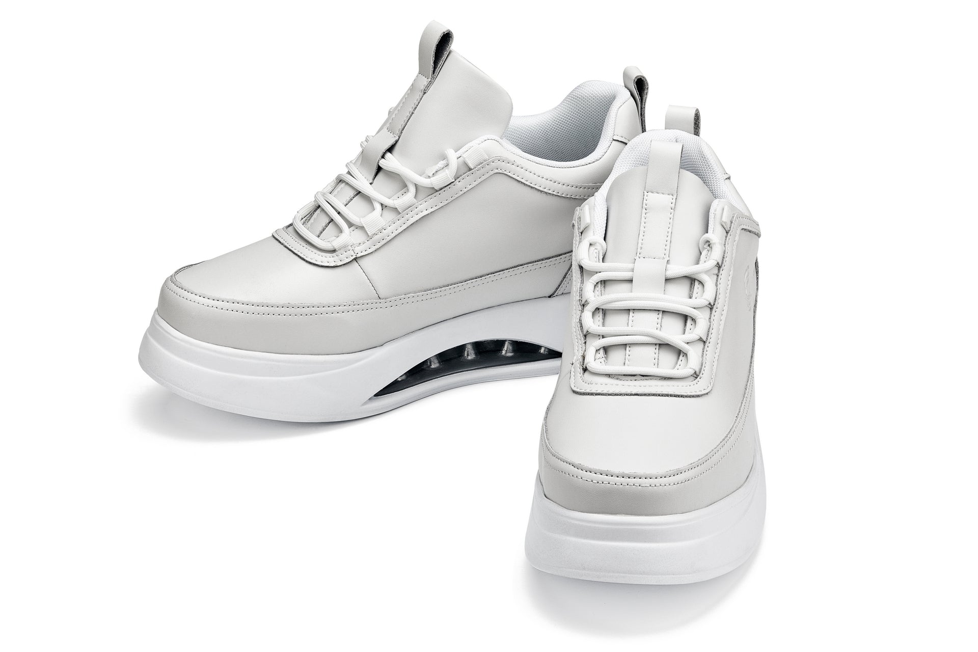 CALTO - S4926 - 3.2 Inches Taller (Bone/White Sole) - Chunky Elevated Platform Sneakers - WonderingCloth