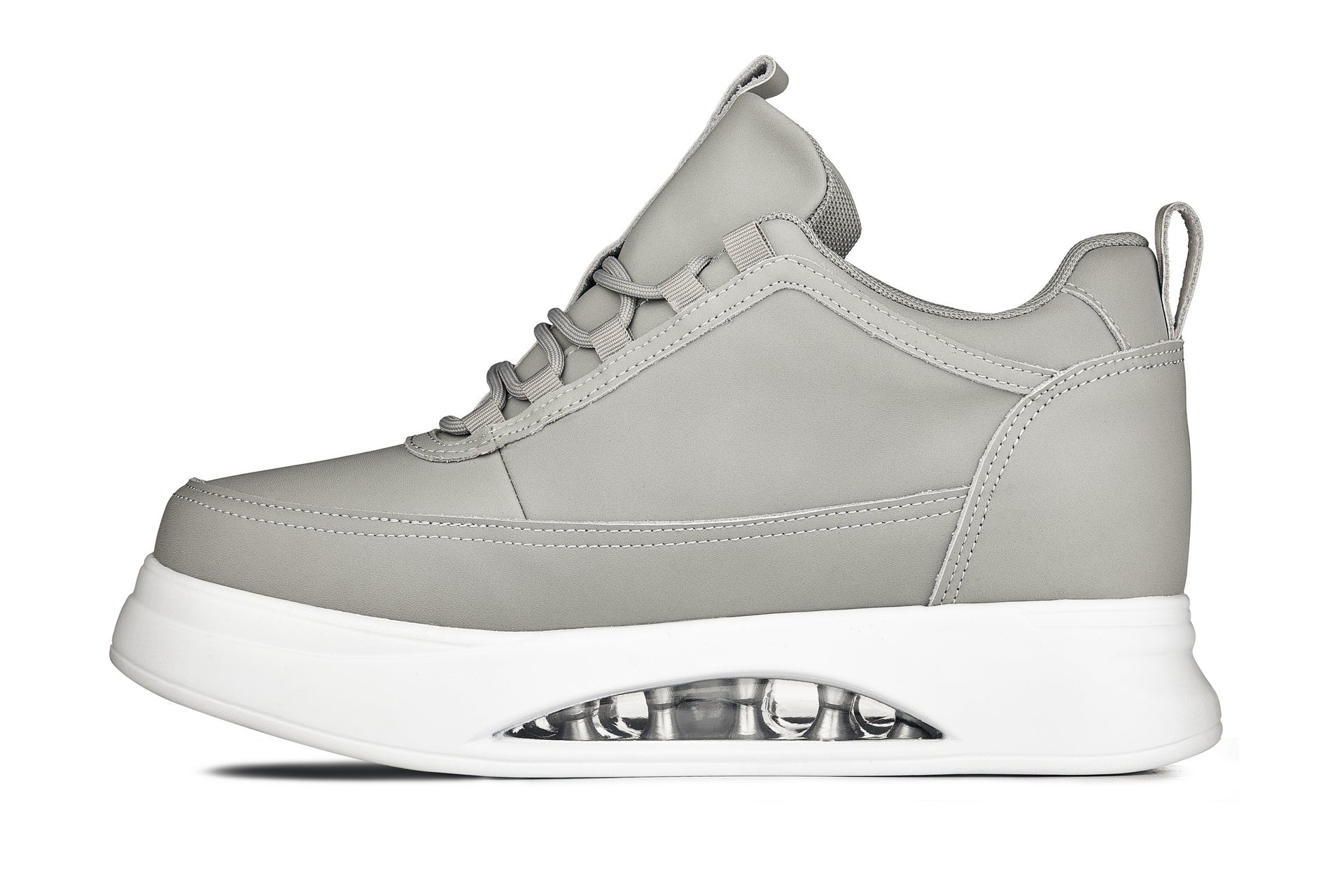 CALTO - S4927 - 3.2 Inches Taller (Dove Grey/White Sole) - Chunky Elevated Platform Sneakers - WonderingCloth