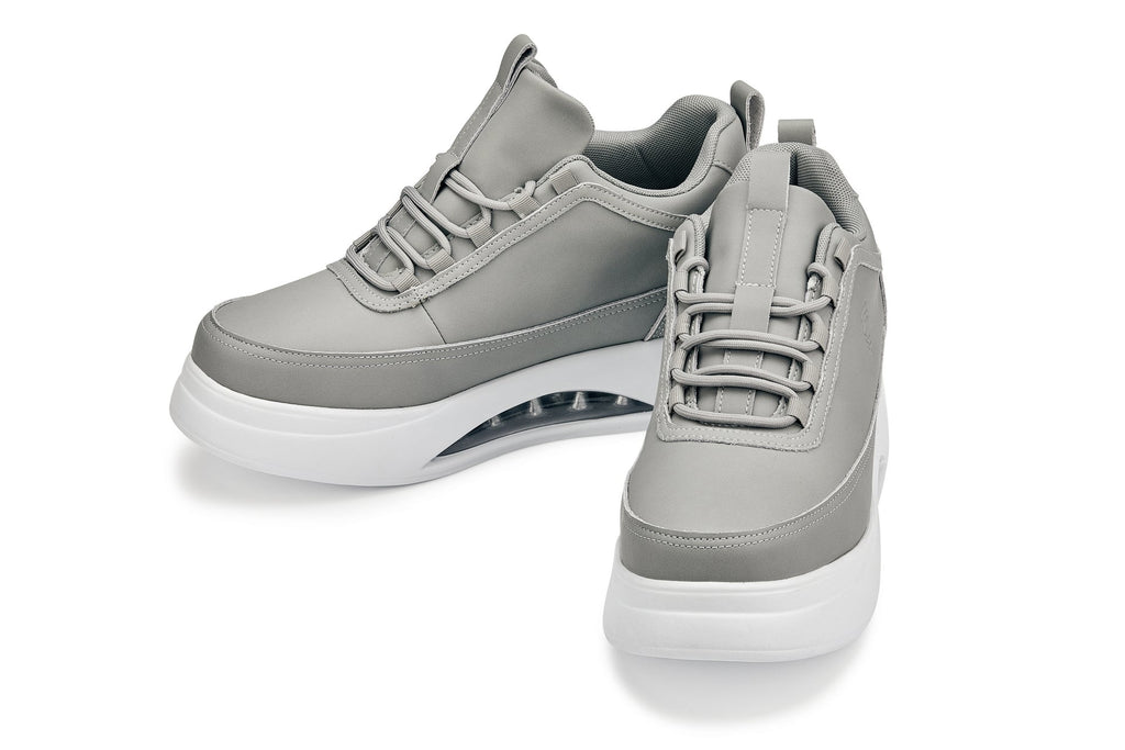 CALTO - S4927 - 3.2 Inches Taller (Dove Grey/White Sole) - Chunky Elevated Platform Sneakers - WonderingCloth