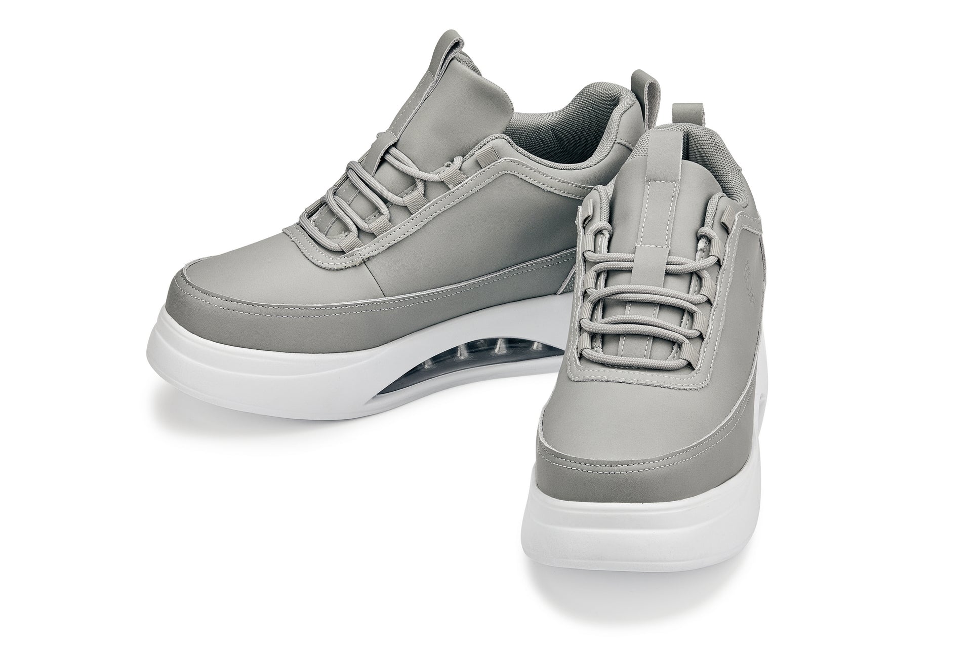 CALTO - S4927 - 3.2 Inches Taller (Dove Grey/White Sole) - Chunky Elevated Platform Sneakers - WonderingCloth