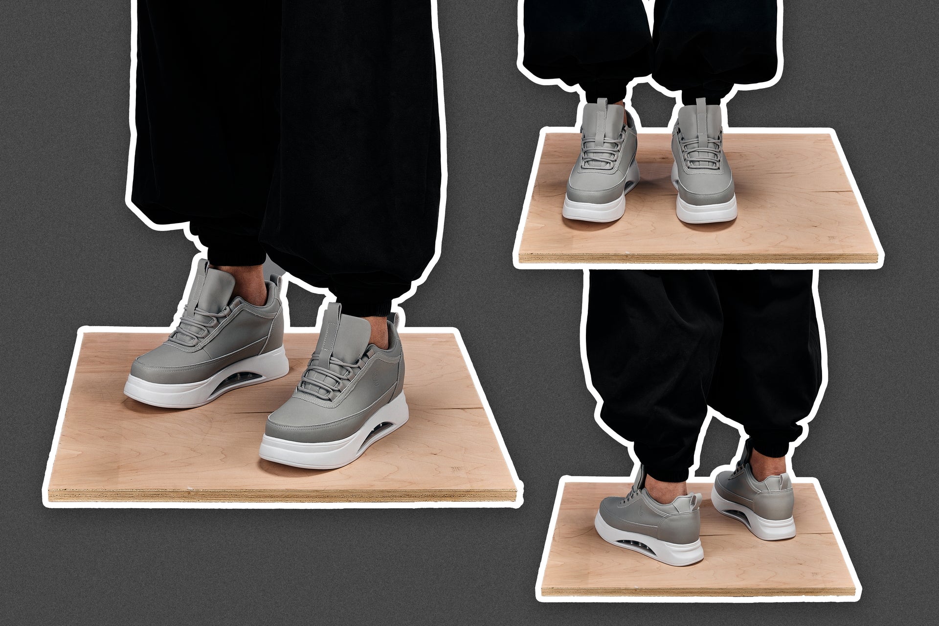 CALTO - S4927 - 3.2 Inches Taller (Dove Grey/White Sole) - Chunky Elevated Platform Sneakers - WonderingCloth