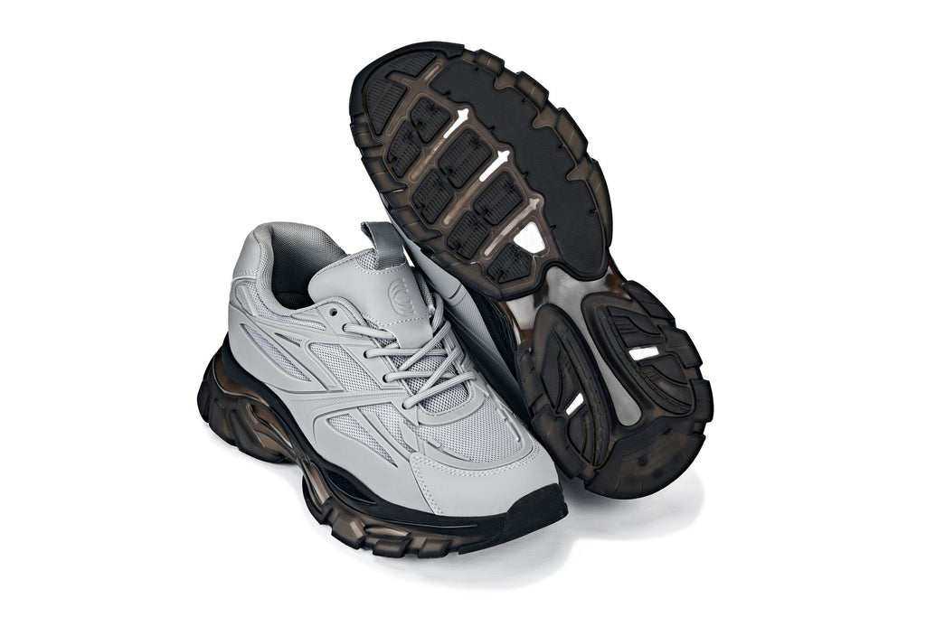 CALTO - S5281 - 2.6 Inches Taller (Cement/Translucent Onyx Sole) - Chunky Sole Sporty Sneakers - WonderingCloth
