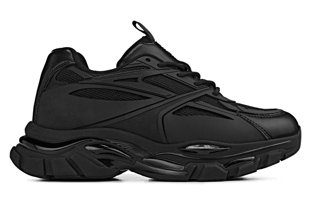 CALTO - S5282 - 2.6 Inches Taller (Jet Black/Onyx Sole) - Chunky Sole Sporty Sneakers - WonderingCloth