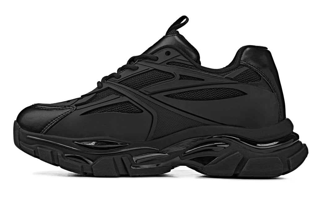 CALTO - S5282 - 2.6 Inches Taller (Jet Black/Onyx Sole) - Chunky Sole Sporty Sneakers - WonderingCloth