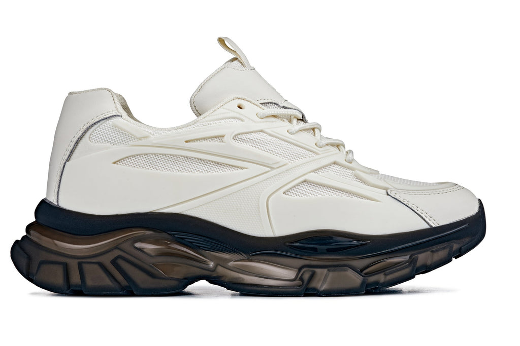 CALTO - S5283 - 2.6 Inches Taller (Beige/Translucent Onyx Sole) - Chunky Sole Sporty Sneakers - WonderingCloth