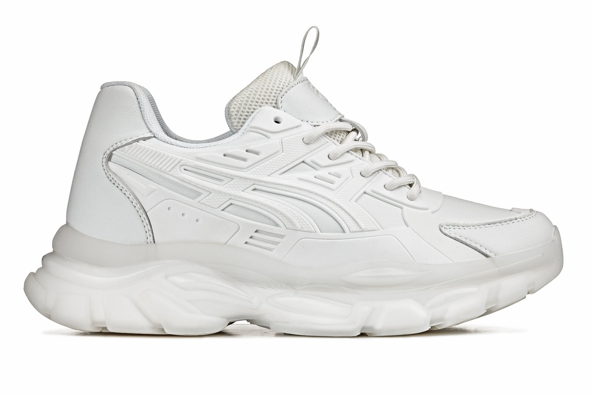 CALTO - S5285 - 2.6 Inches Taller (White/Translucent White Sole) - Chunky Sole Sporty Sneakers - WonderingCloth