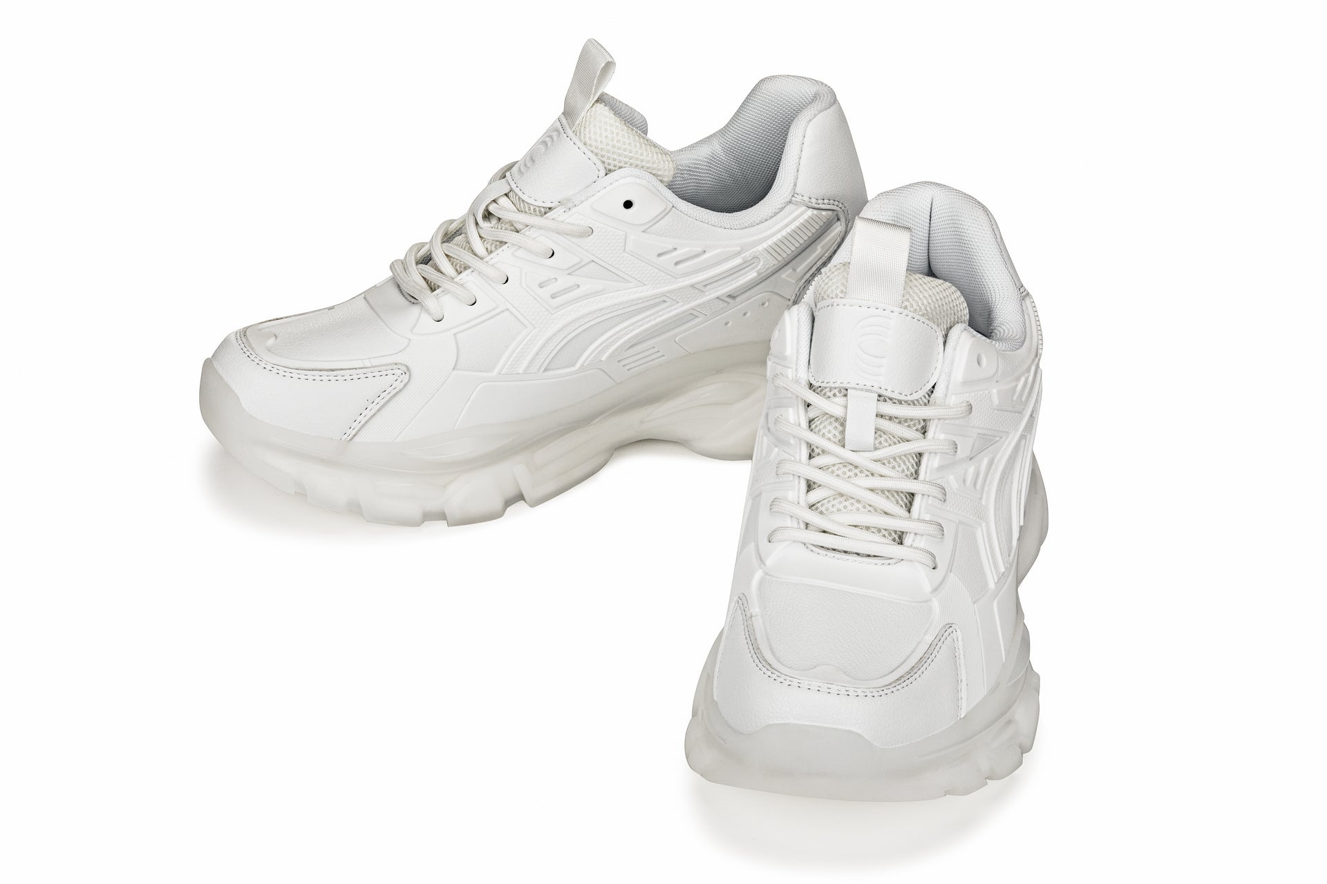 CALTO - S5285 - 2.6 Inches Taller (White/Translucent White Sole) - Chunky Sole Sporty Sneakers - WonderingCloth