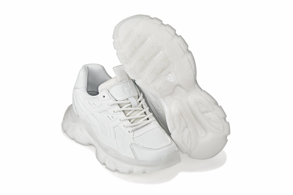 CALTO - S5285 - 2.6 Inches Taller (White/Translucent White Sole) - Chunky Sole Sporty Sneakers - WonderingCloth