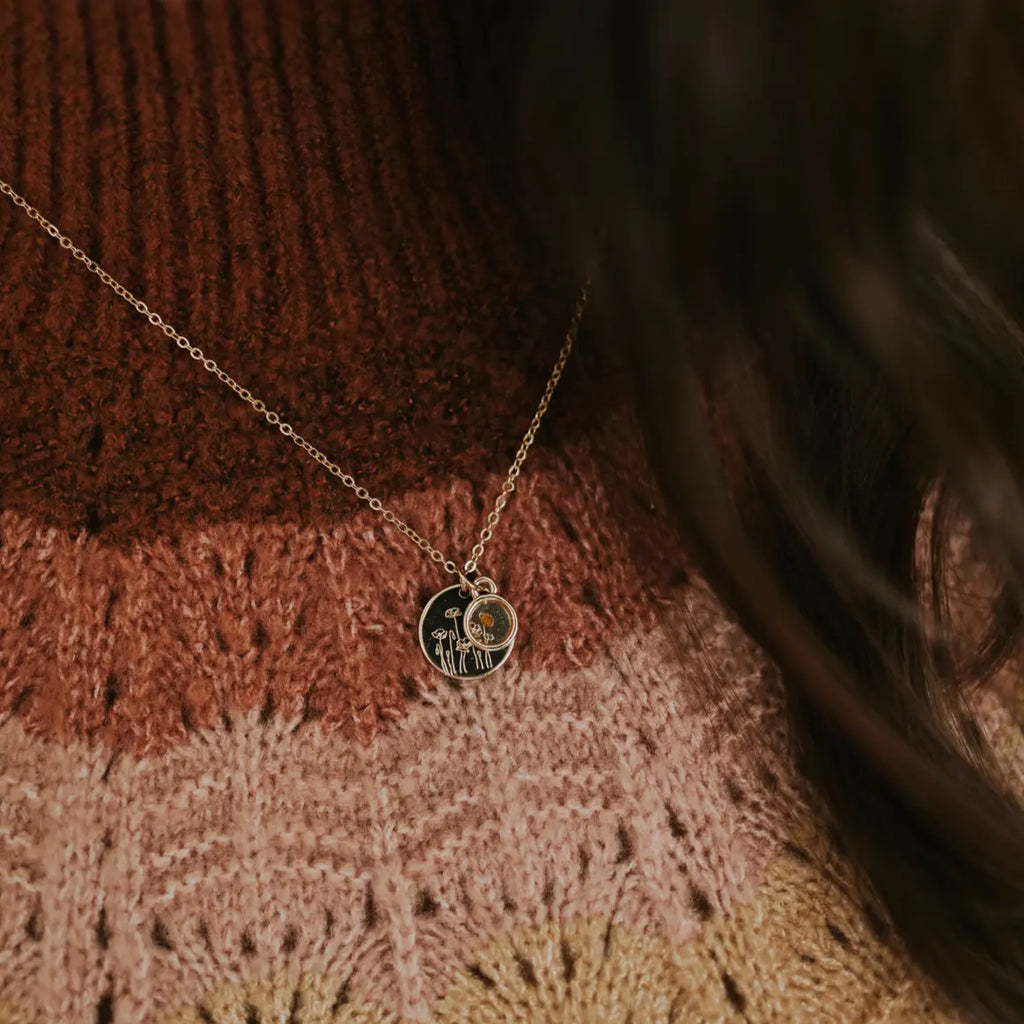Poppy Necklace with Mustard Seed - WonderingCloth