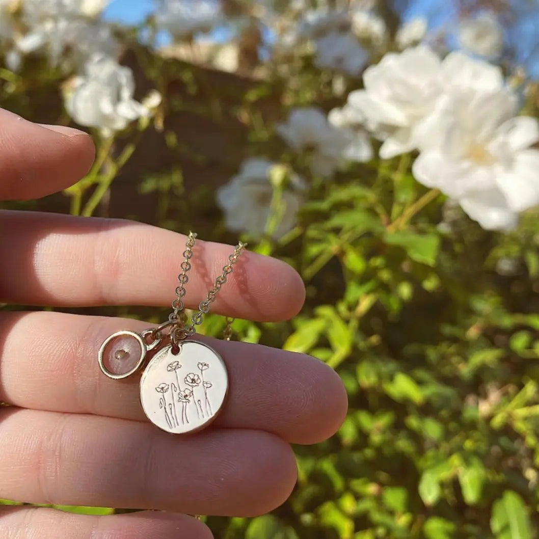 Poppy Necklace with Mustard Seed - WonderingCloth