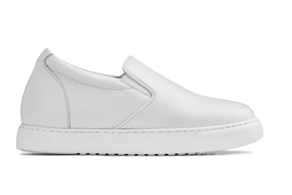 CALTO - T1022 - 2.6 Inches Taller (White) - Lightweight Nappa Leather Loafer - WonderingCloth