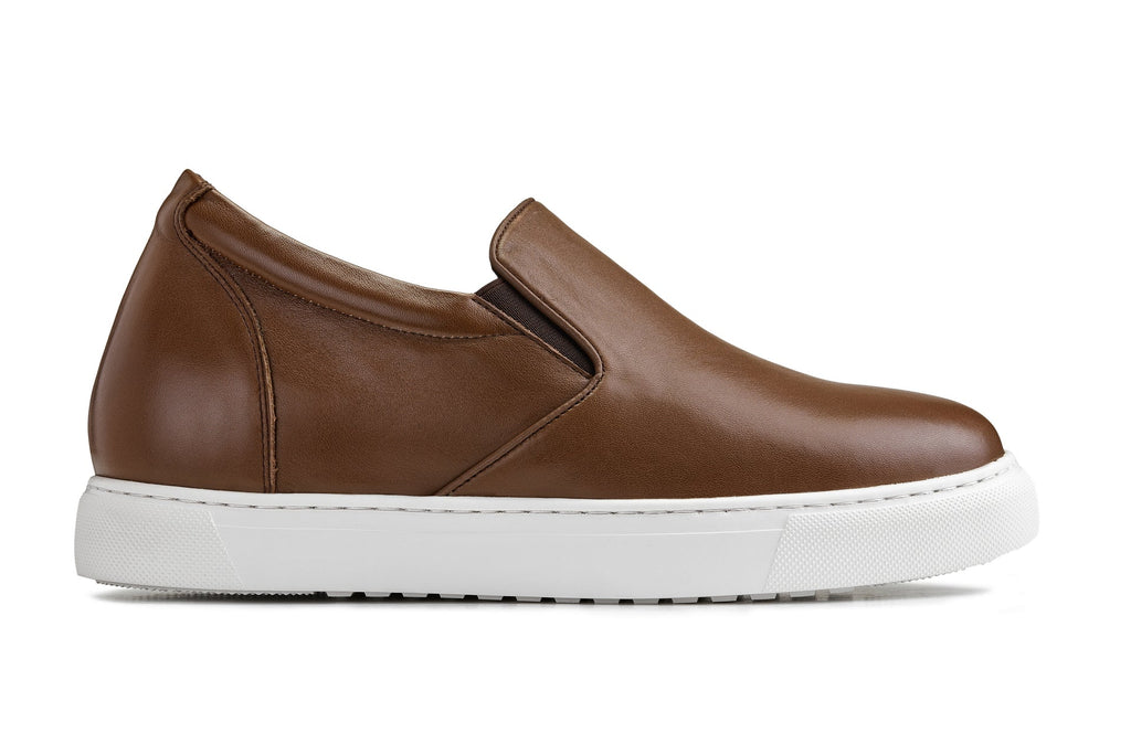 CALTO - T1023 - 2.6 Inches Taller (Coffee Brown) - Lightweight Nappa Leather Loafer - WonderingCloth