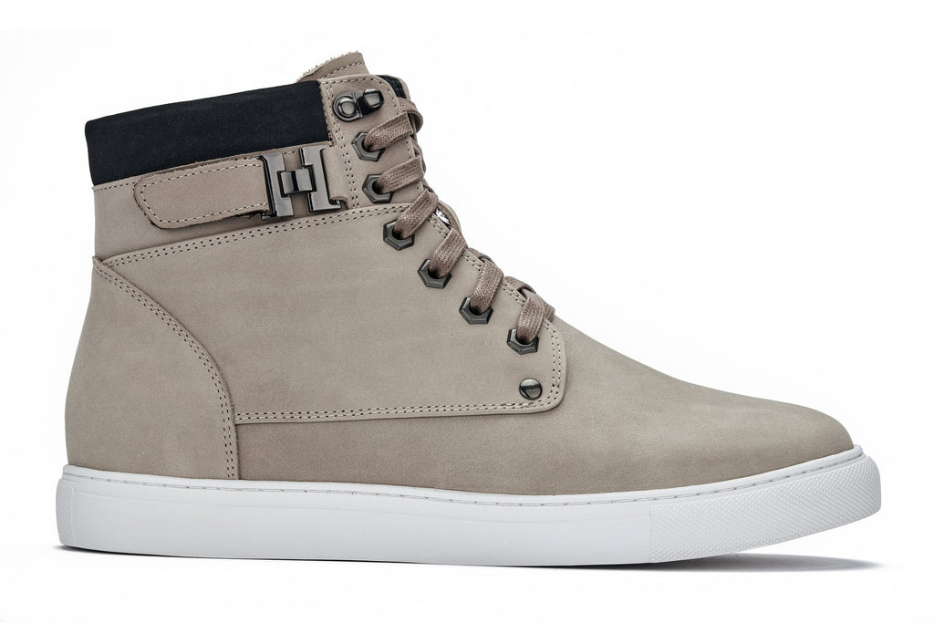 CALTO - T53122 - 2.6 Inches Taller (Taupe) - High top sneak-boot - WonderingCloth
