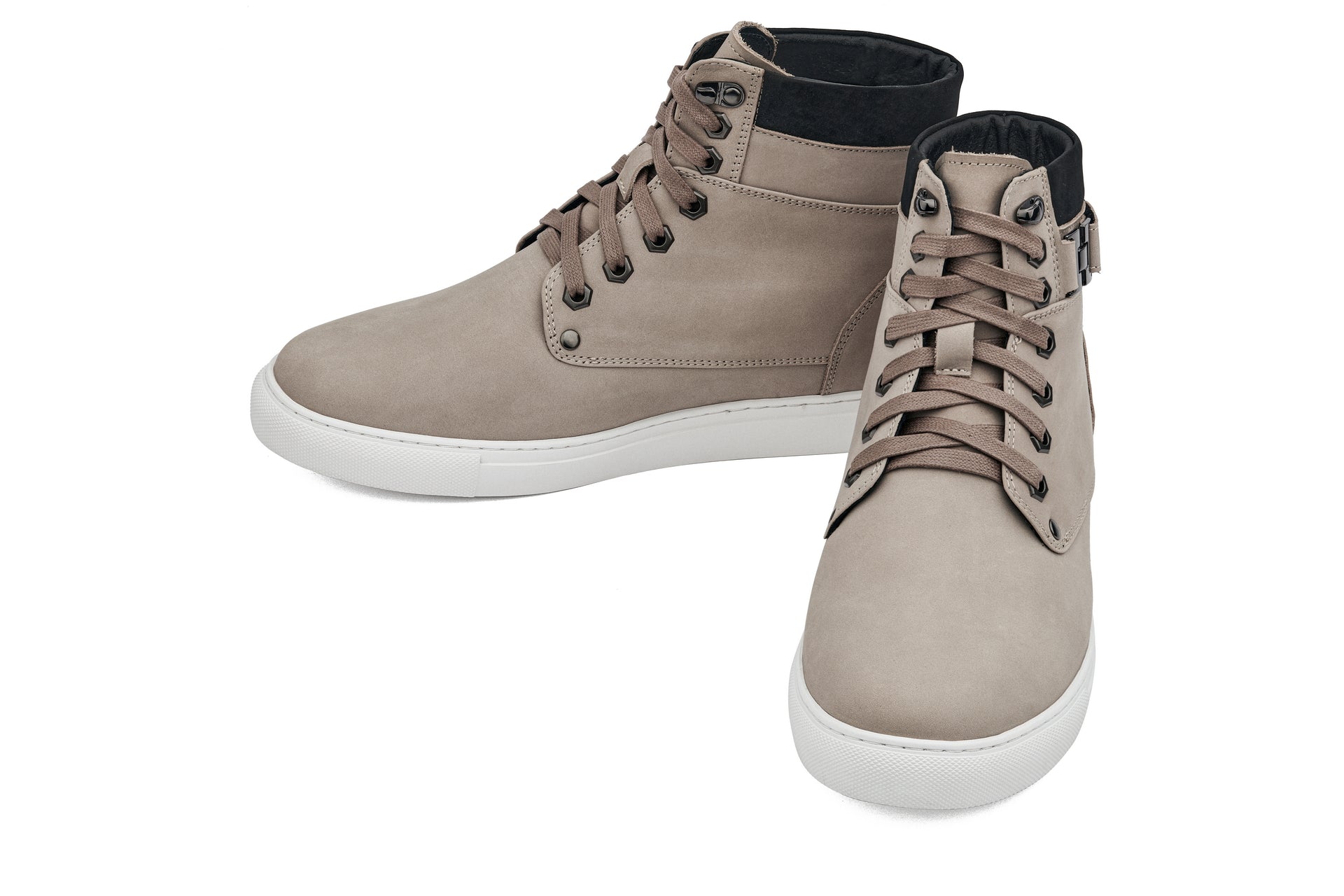 CALTO - T53122 - 2.6 Inches Taller (Taupe) - High top sneak-boot - WonderingCloth