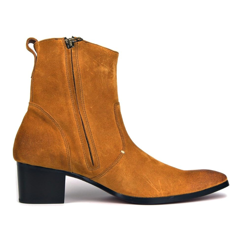 Dress Boot for Men Suede Leather Chelsea Boots Casual Heel Shoes OS-JY002-US - WonderingCloth