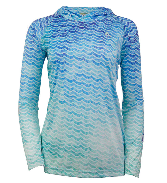 Women's Waves L/S UV Fishing Hoodie - WonderingCloth