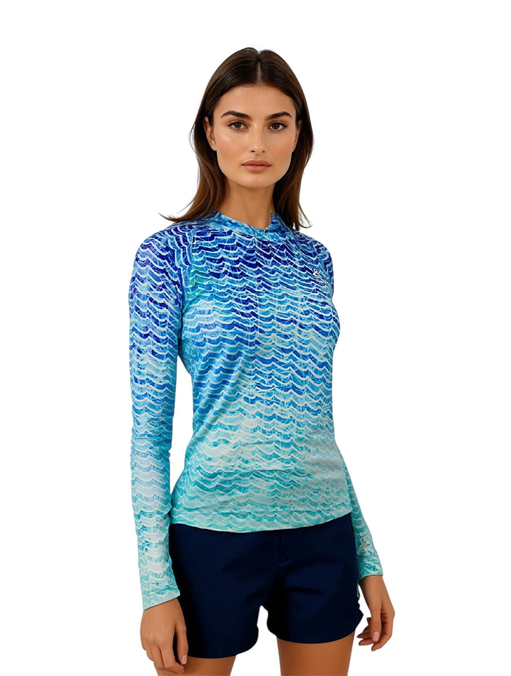 Women's Waves L/S UV Fishing Hoodie - WonderingCloth