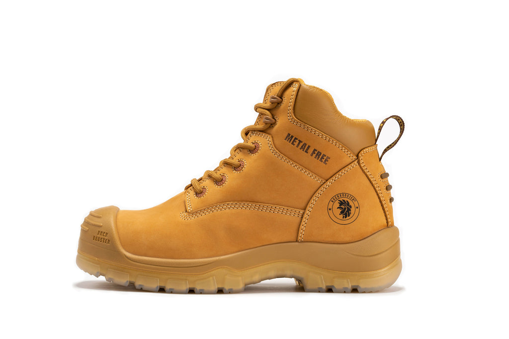 rockrooster Woodland Wheat 6 inch Composite Toe Zip-sided Leather Work Boots AK659 - WonderingCloth