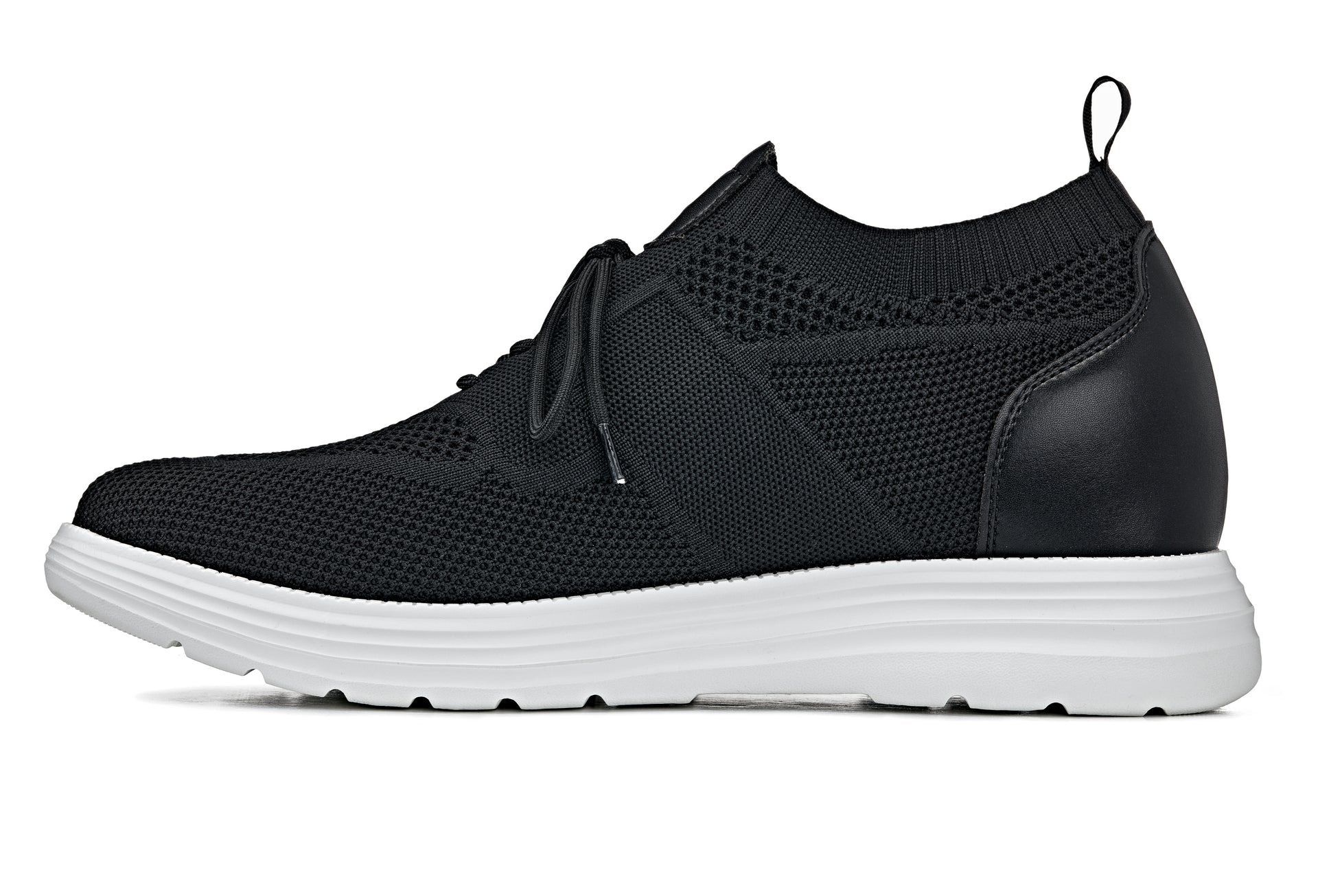 CALTO - X1340 - 2.8 Inches Taller (Black) - Lace Up Casual Walker - Lightweight - WonderingCloth