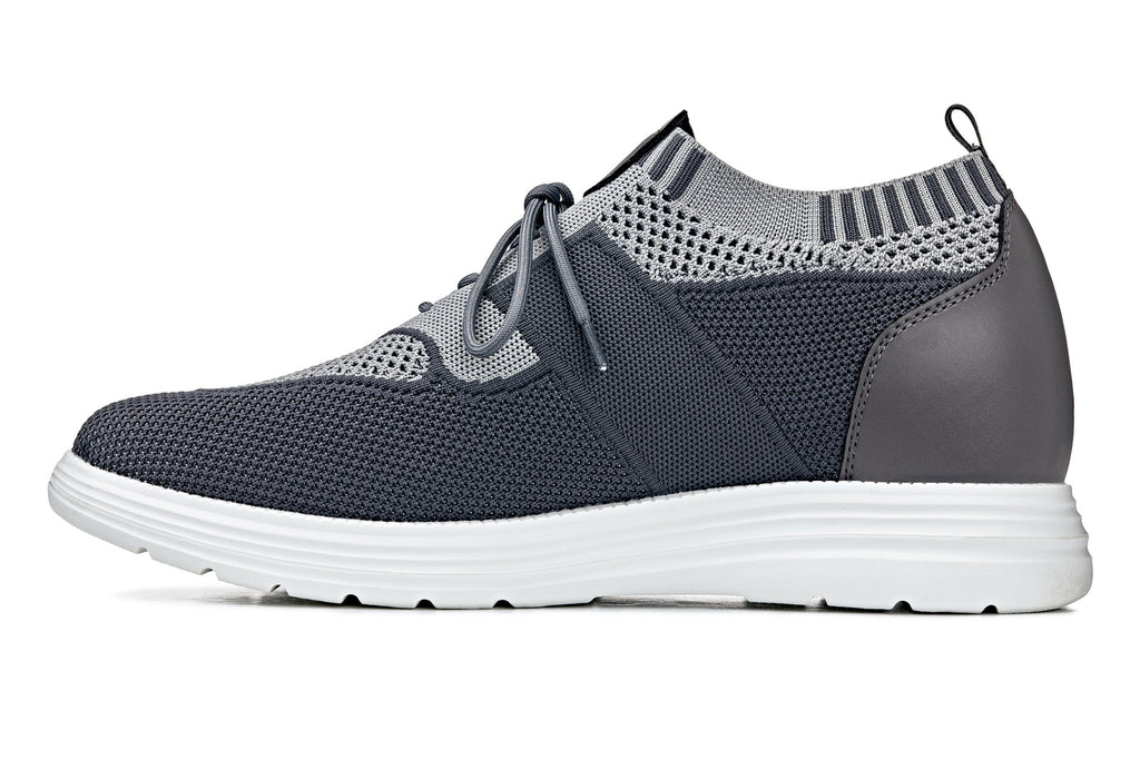 CALTO - X1341 - 2.8 Inches Taller (Iron Gray/Glacier Gray) - Lace Up Casual Walker - Lightweight - WonderingCloth