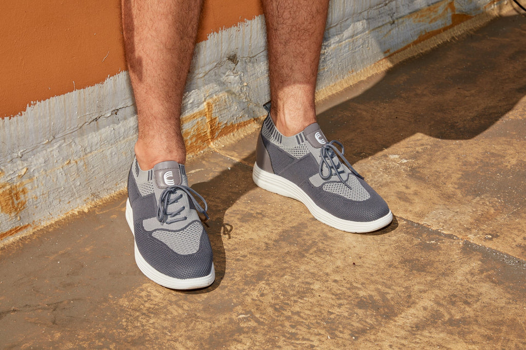 CALTO - X1341 - 2.8 Inches Taller (Iron Gray/Glacier Gray) - Lace Up Casual Walker - Lightweight - WonderingCloth