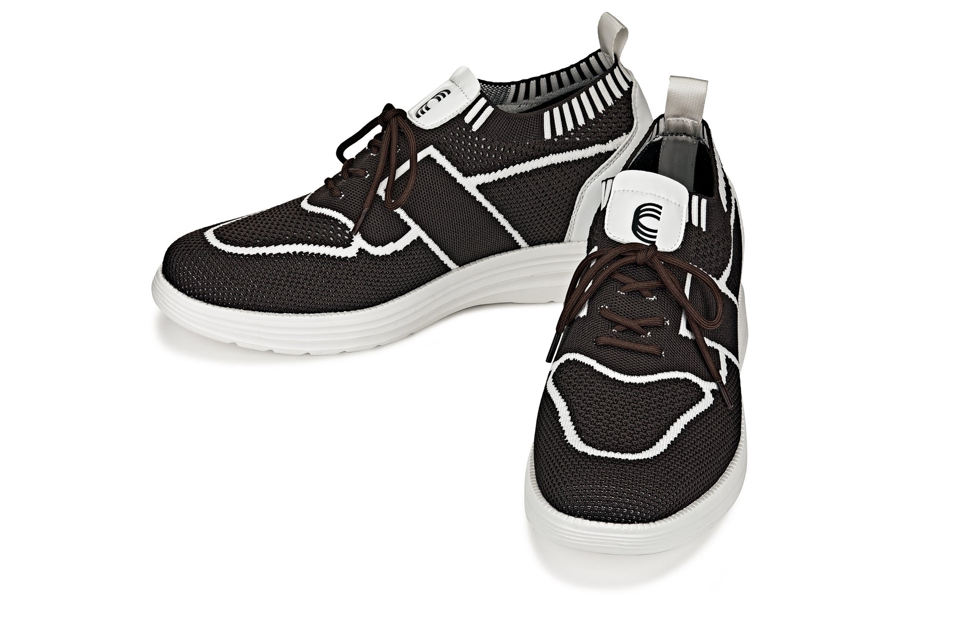 CALTO - X1342 - 2.8 Inches Taller (Mocha Brown/White) - Lace Up Casual Walker - Lightweight - WonderingCloth