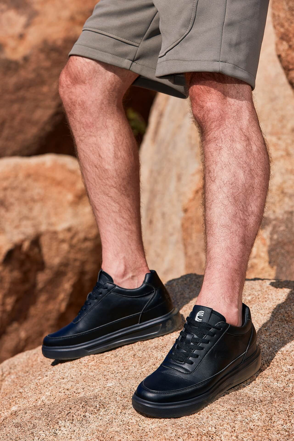 CALTO - X1646 - 2.8 Inches Taller (Pitch Black) - Lightweight Sneakers - WonderingCloth
