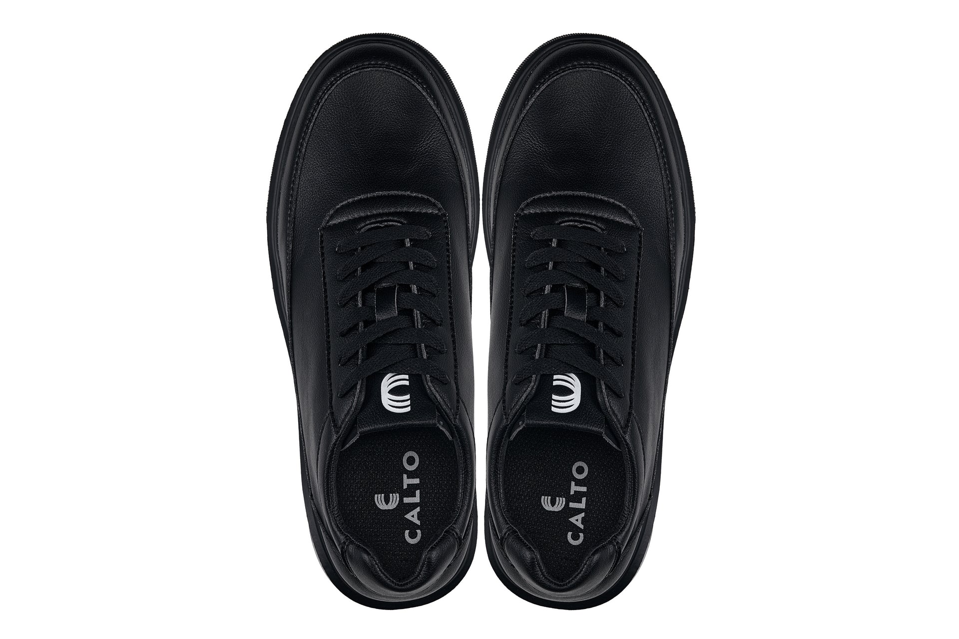 CALTO - X1646 - 2.8 Inches Taller (Pitch Black) - Lightweight Sneakers - WonderingCloth