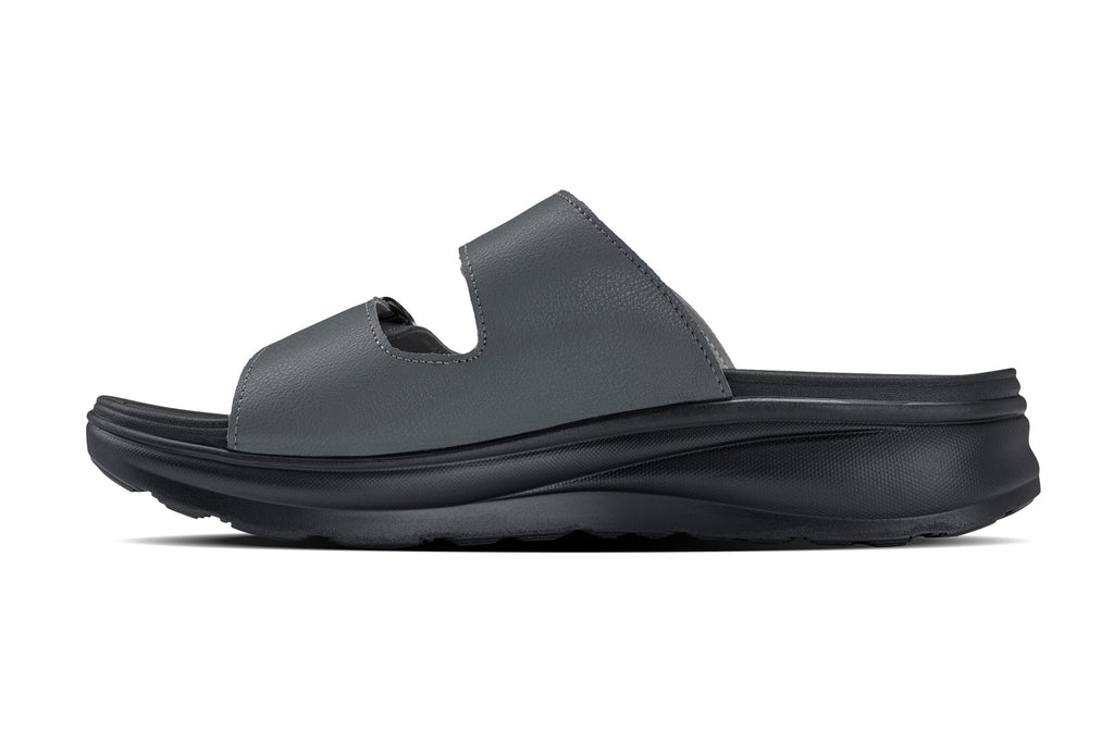 CALTO - X1661 - 2 Inches Taller (Iron Grey Buckle) - Dual Adjustable Buckle Sandals - WonderingCloth