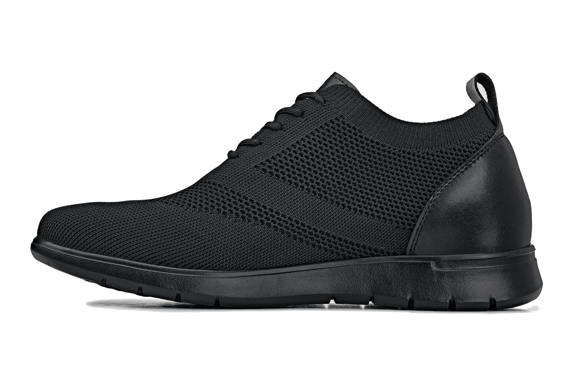 CALTO - X2211 - 2.4 Inches Taller (Black/Black Sole) - Lace Up Casual Walker - Lightweight - WonderingCloth