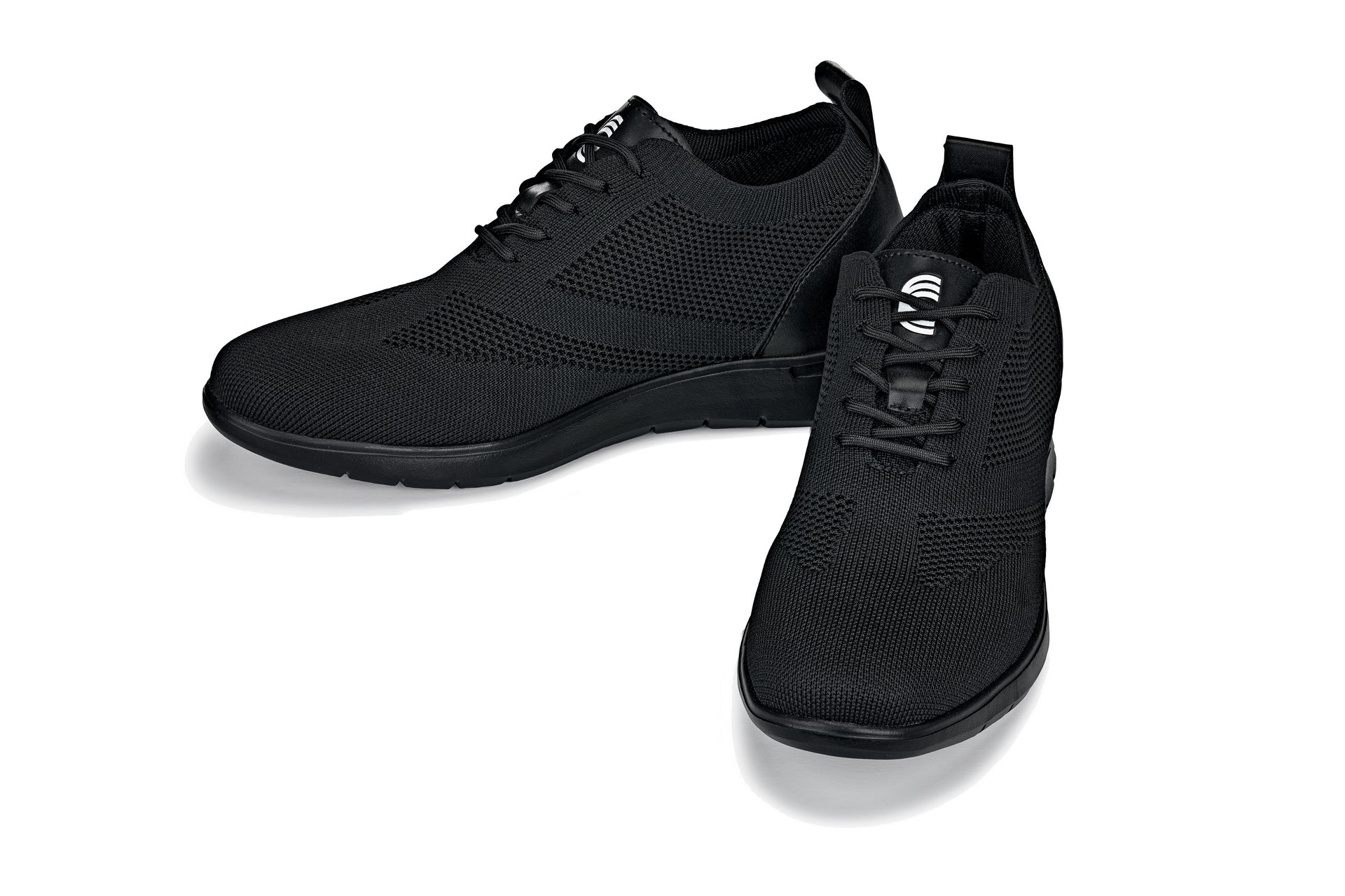 CALTO - X2211 - 2.4 Inches Taller (Black/Black Sole) - Lace Up Casual Walker - Lightweight - WonderingCloth