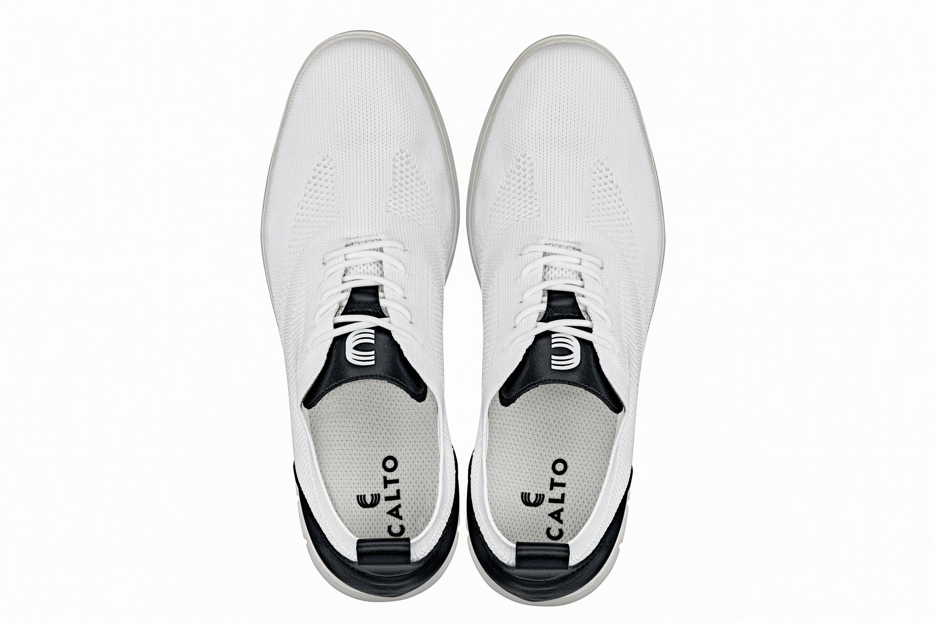 CALTO - X2212 - 2.4 Inches Taller (White/Black) - Lace Up Casual Walker - Lightweight - WonderingCloth