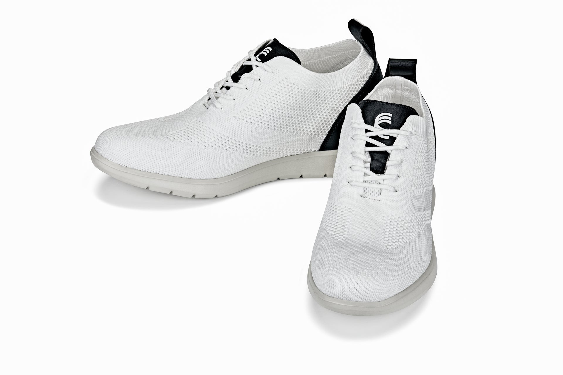 CALTO - X2212 - 2.4 Inches Taller (White/Black) - Lace Up Casual Walker - Lightweight - WonderingCloth