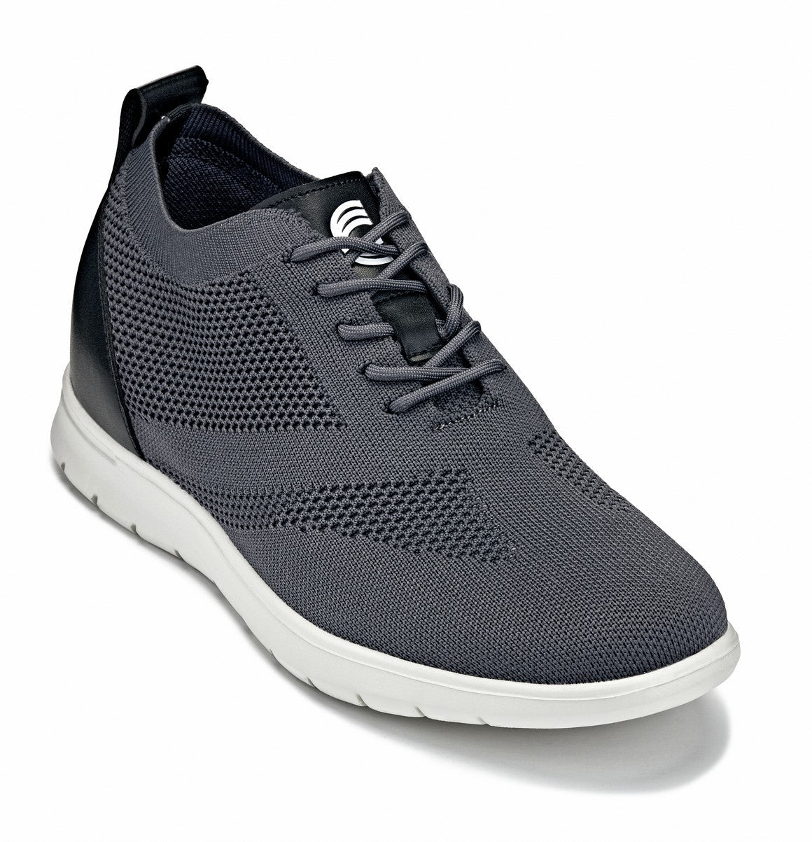 CALTO - X2213 - 2.4 Inches Taller (Moon Gray/Black) - Lace Up Casual Walker - Lightweight - WonderingCloth