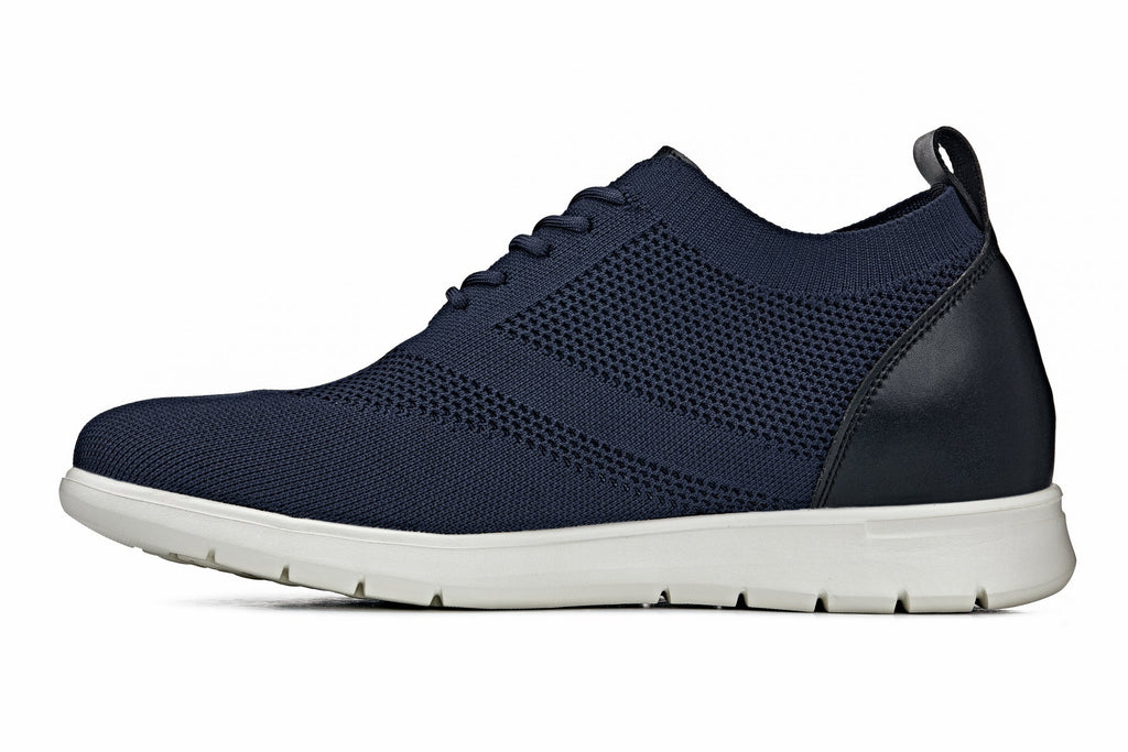 CALTO - X2214 - 2.4 Inches Taller (Night Blue/Black) - Lace Up Casual Walker - Lightweight - WonderingCloth