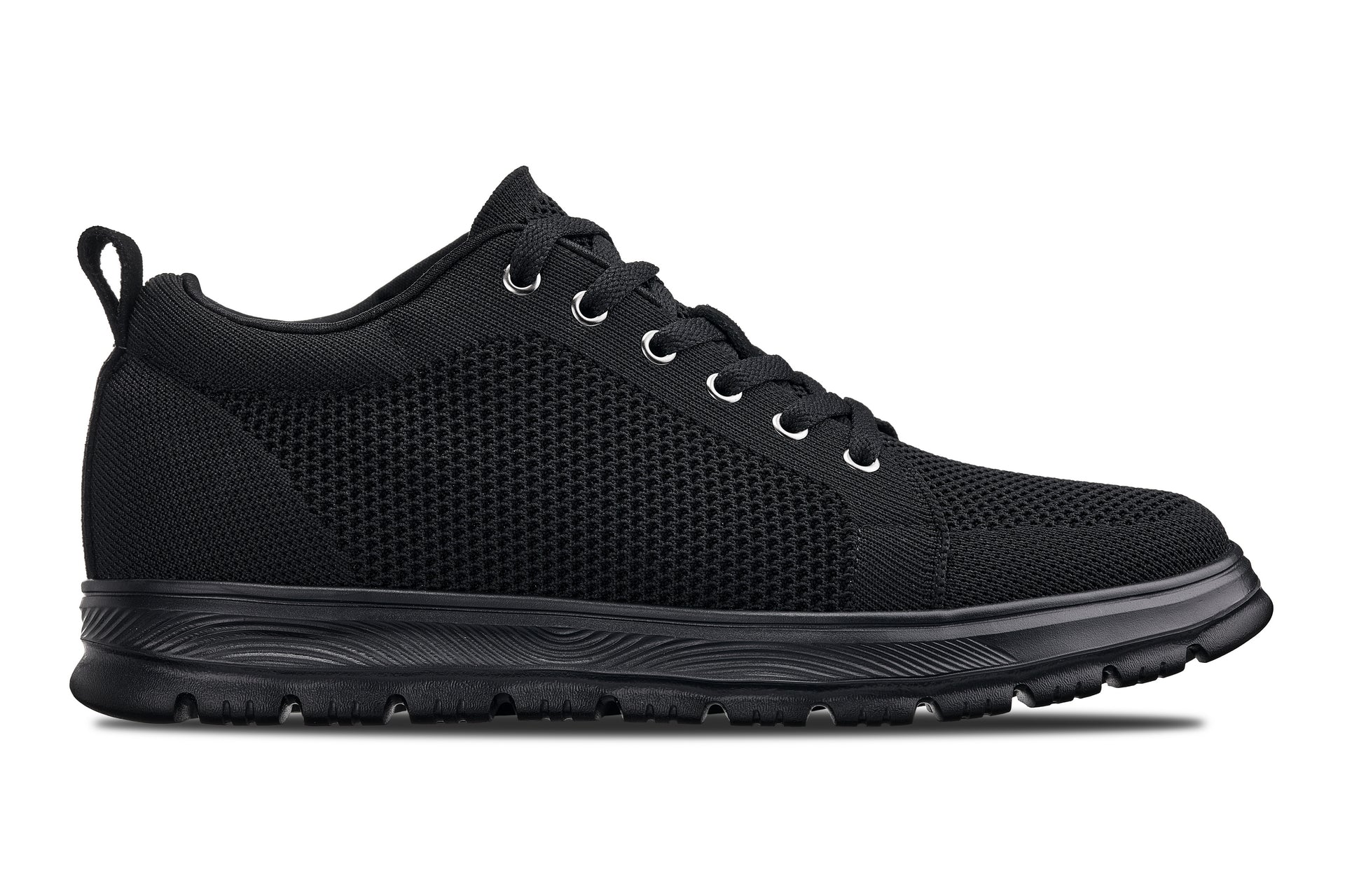 CALTO - X2320 - 2.4 Inches Taller (Black/Black Sole) - Lace Up Casual Sneaker - Lightweight - WonderingCloth