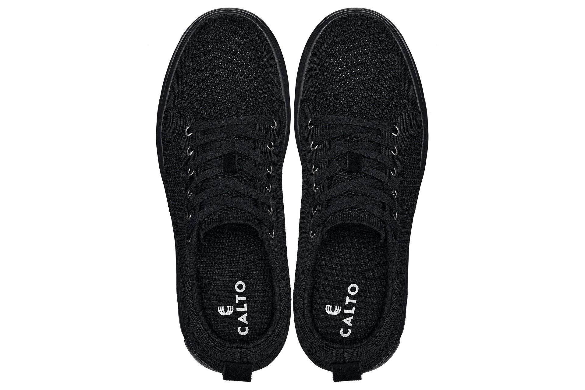 CALTO - X2320 - 2.4 Inches Taller (Black/Black Sole) - Lace Up Casual Sneaker - Lightweight - WonderingCloth
