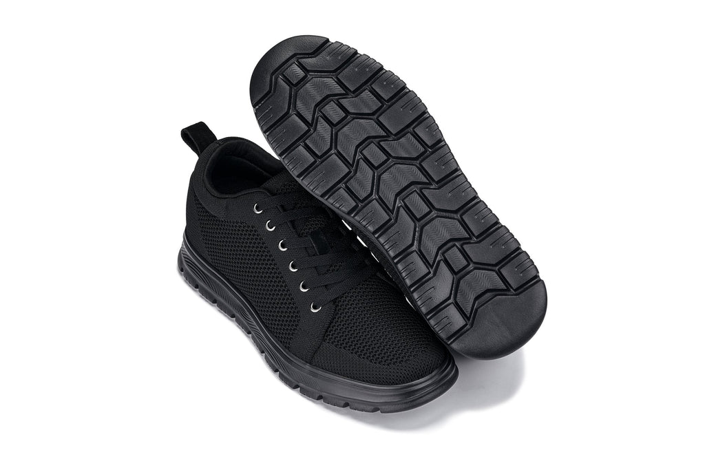 CALTO - X2320 - 2.4 Inches Taller (Black/Black Sole) - Lace Up Casual Sneaker - Lightweight - WonderingCloth