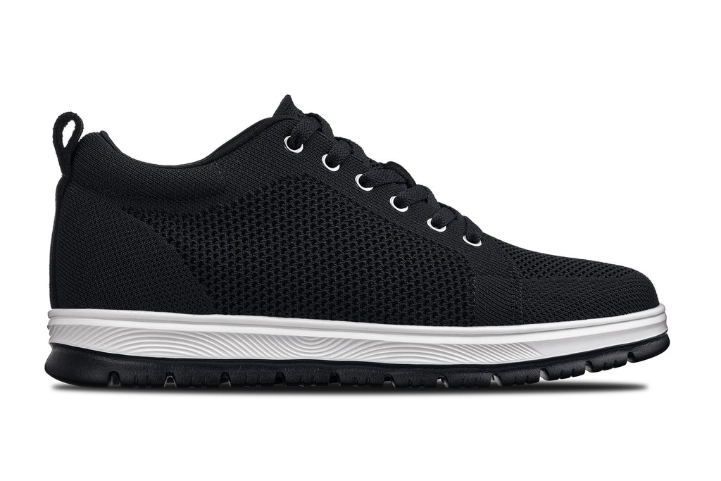 CALTO - X2322 - 2.4 Inches Taller (Black/White & Black Sole) - Lace Up Casual Sneaker - Lightweight - WonderingCloth