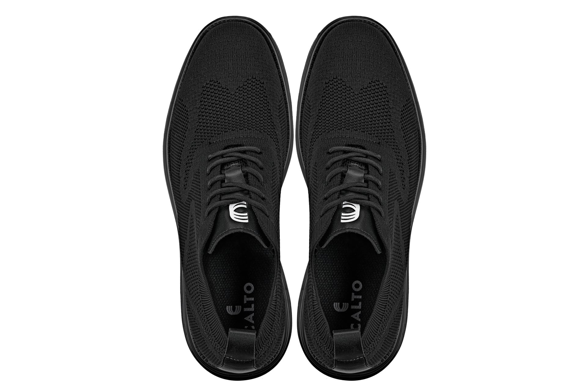 CALTO - X2631 - 2.8 Inches Taller (Black/Black Sole) - Lace Up Casual Walker - Lightweight - WonderingCloth
