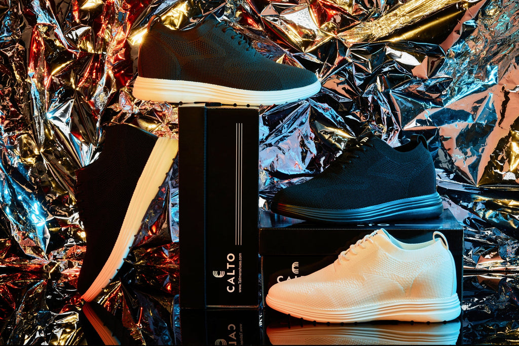 CALTO - X2632 - 2.8 Inches Taller (Black/White Sole) - Lace Up Casual Walker - Lightweight - WonderingCloth