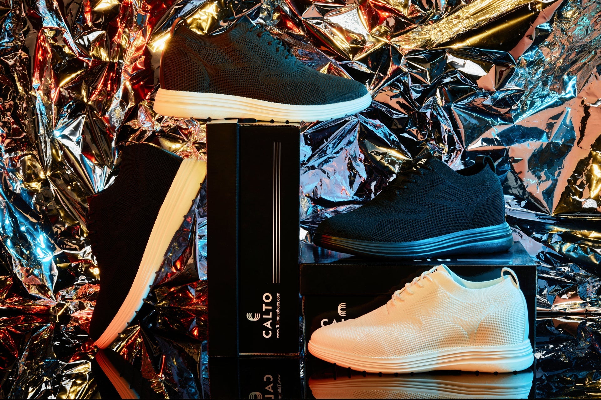 CALTO - X2632 - 2.8 Inches Taller (Black/White Sole) - Lace Up Casual Walker - Lightweight - WonderingCloth