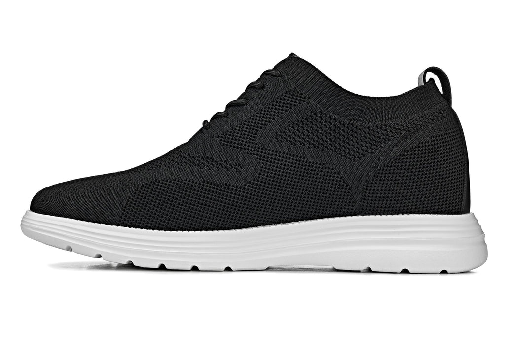 CALTO - X2632 - 2.8 Inches Taller (Black/White Sole) - Lace Up Casual Walker - Lightweight - WonderingCloth